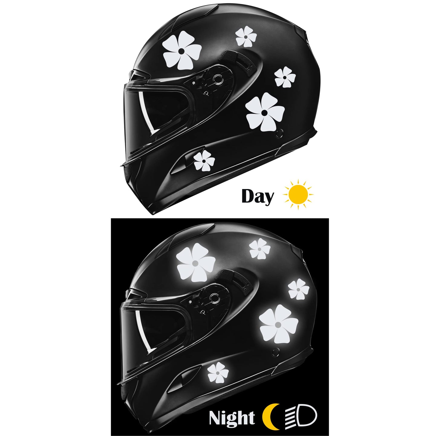 DualColorStampe Adesivi FIORI CASCO DONNA bimba rifrangenti riflettenti catarifrangenti per scooter bici bicicletta auto moto stickers COD.C0058 a €11.99 solo da DualColorStampe