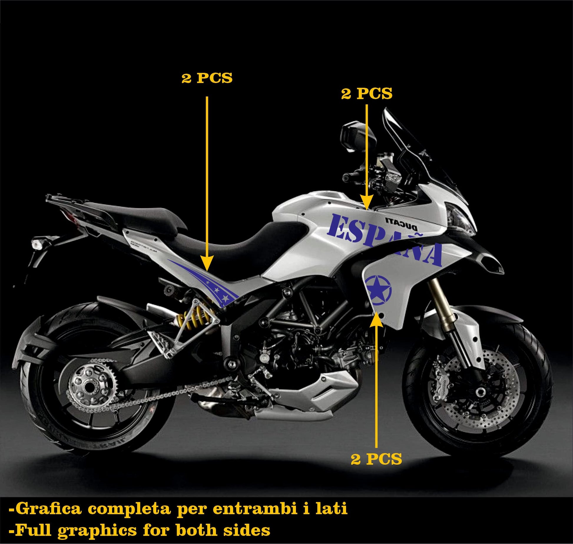 DualColorStampe Adesivi Compatibili con Ducati Multistrada 1200 S Kit completo Carena moto decalcomania serbatoio stickers Spagna COD.M0250 a €39.90 solo da DualColorStampe