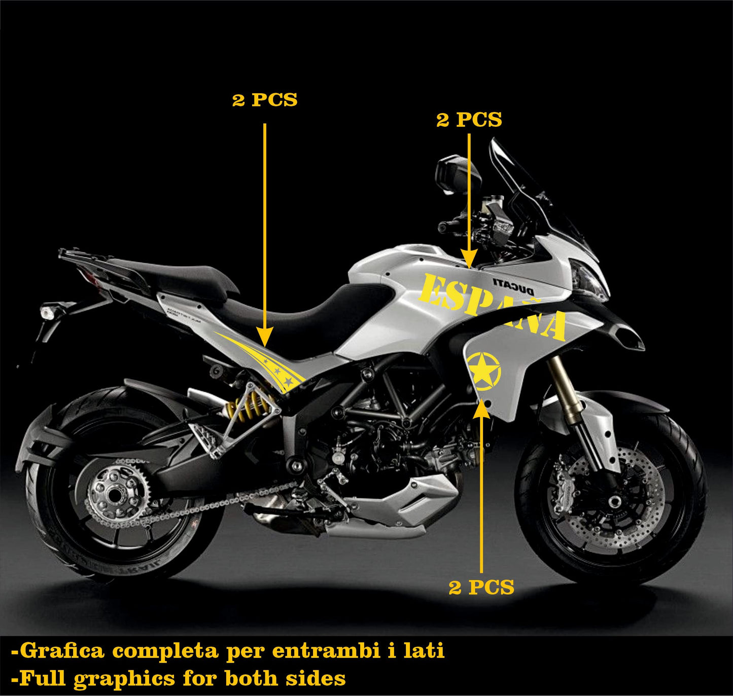 DualColorStampe Adesivi Compatibili con Ducati Multistrada 1200 S Kit completo Carena moto decalcomania serbatoio stickers Spagna COD.M0250 a €39.90 solo da DualColorStampe