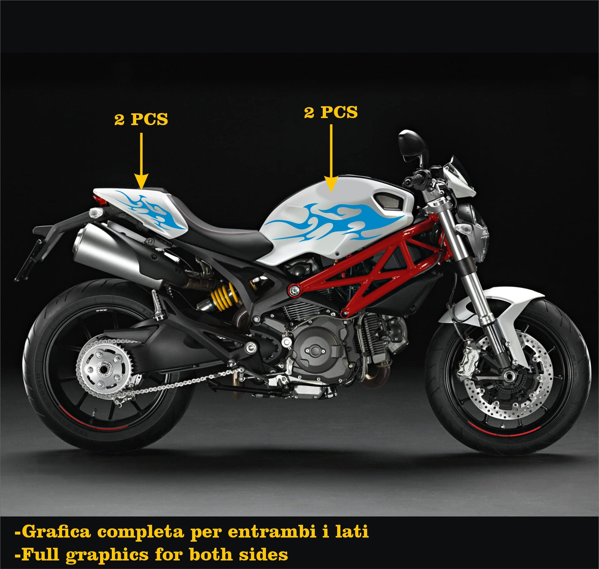 DualColorStampe Adesivi compatibili con Ducati monster 796 696 1100 carena moto serbatoio codino unghia moto COD.M0135 a €25.99 solo da DualColorStampe