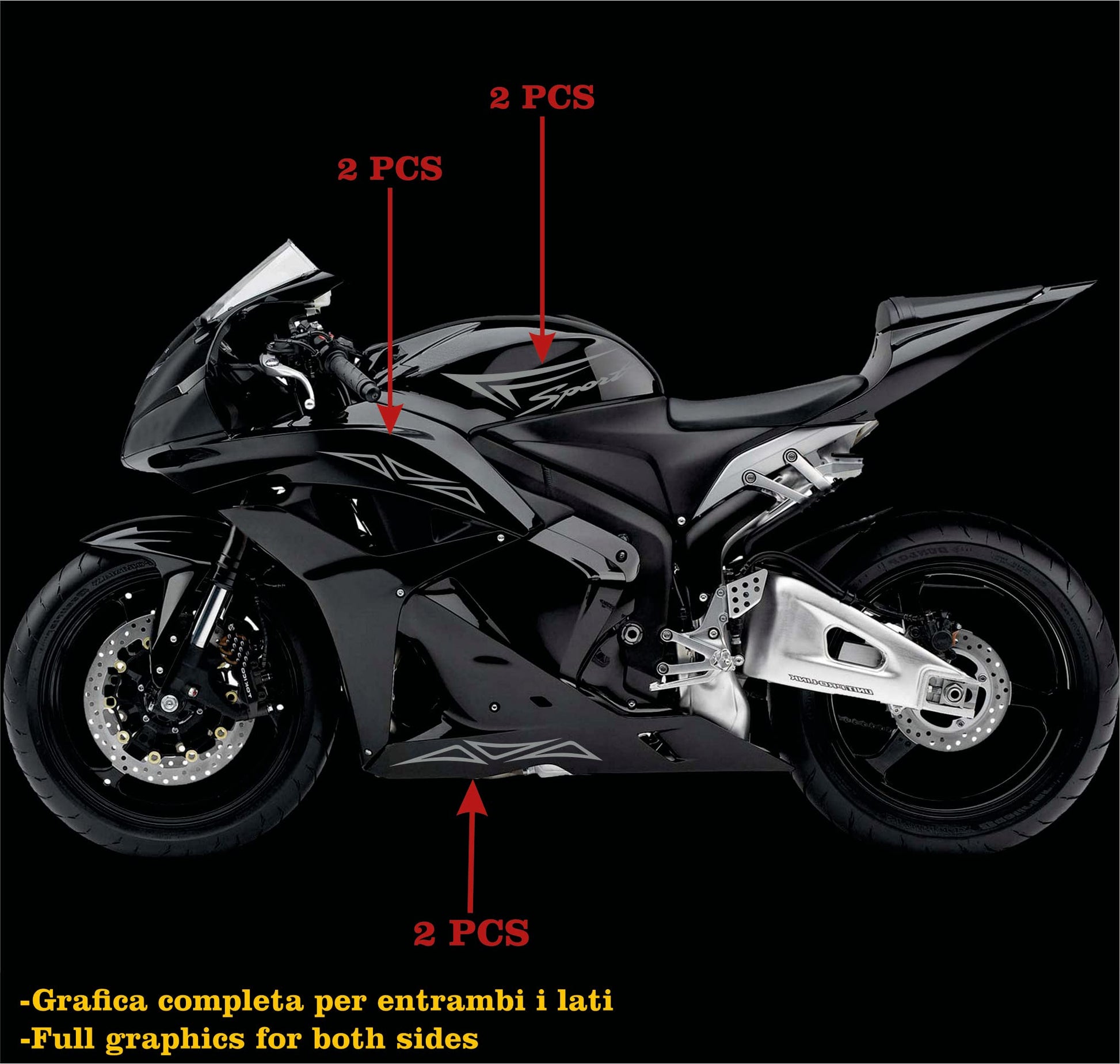 DualColorStampe Adesivi Compatibili con Honda CBR RR (2007-2010) carena DX-SX stickers Moto Motorbike COD.M0255 a €39.99 solo da DualColorStampe