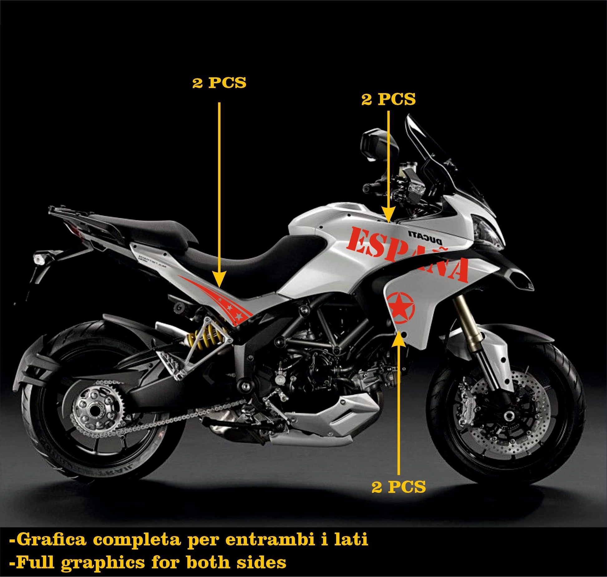 DualColorStampe Adesivi Compatibili con Ducati Multistrada 1200 S Kit completo Carena moto decalcomania serbatoio stickers Spagna COD.M0250 a €39.90 solo da DualColorStampe