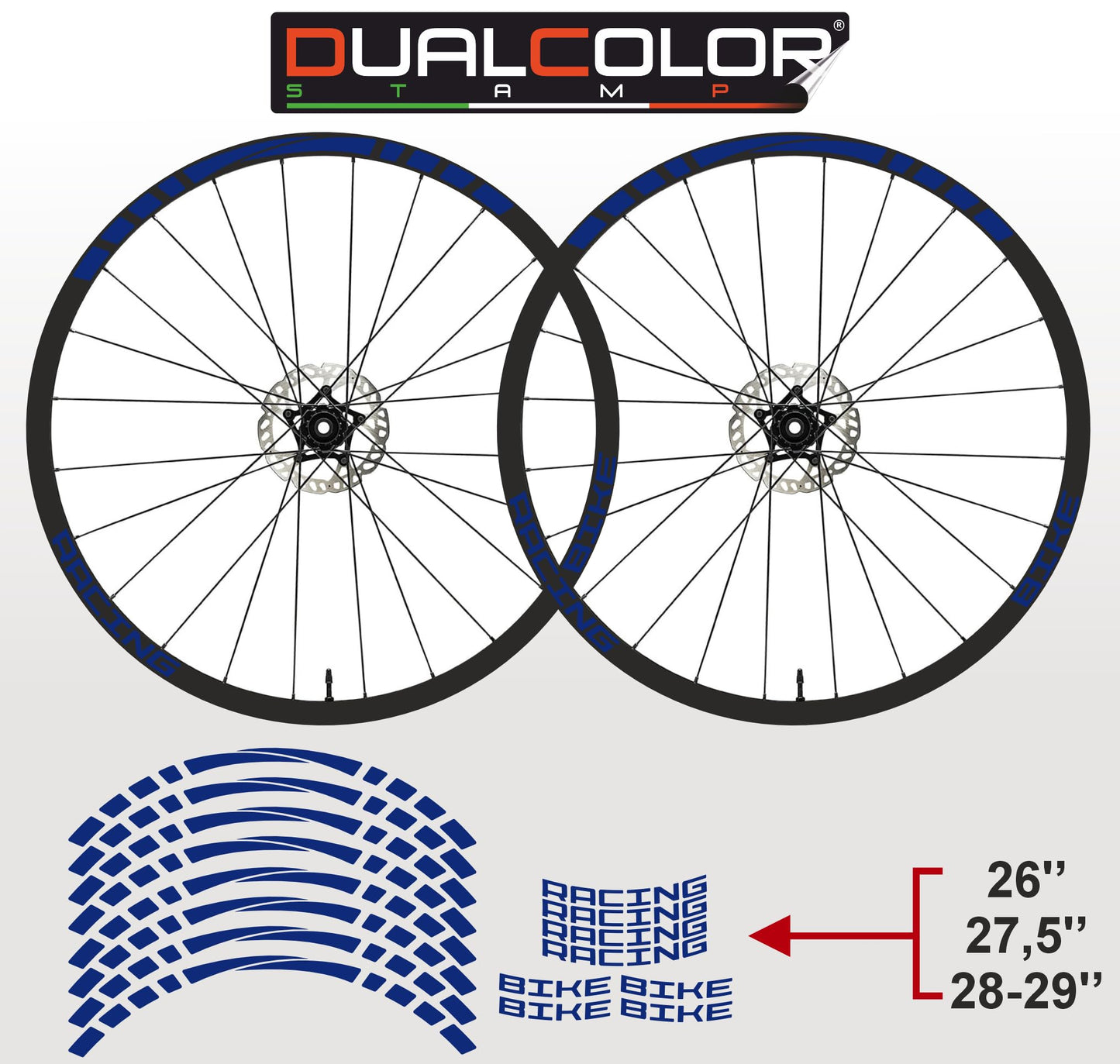 Adesivi Cerchi Bici MTB 26'' - 27,5'' - 28-29'' Pollici Ruota Bici MTB Bike Stickers Cerchi MTB Racing COD. B0141