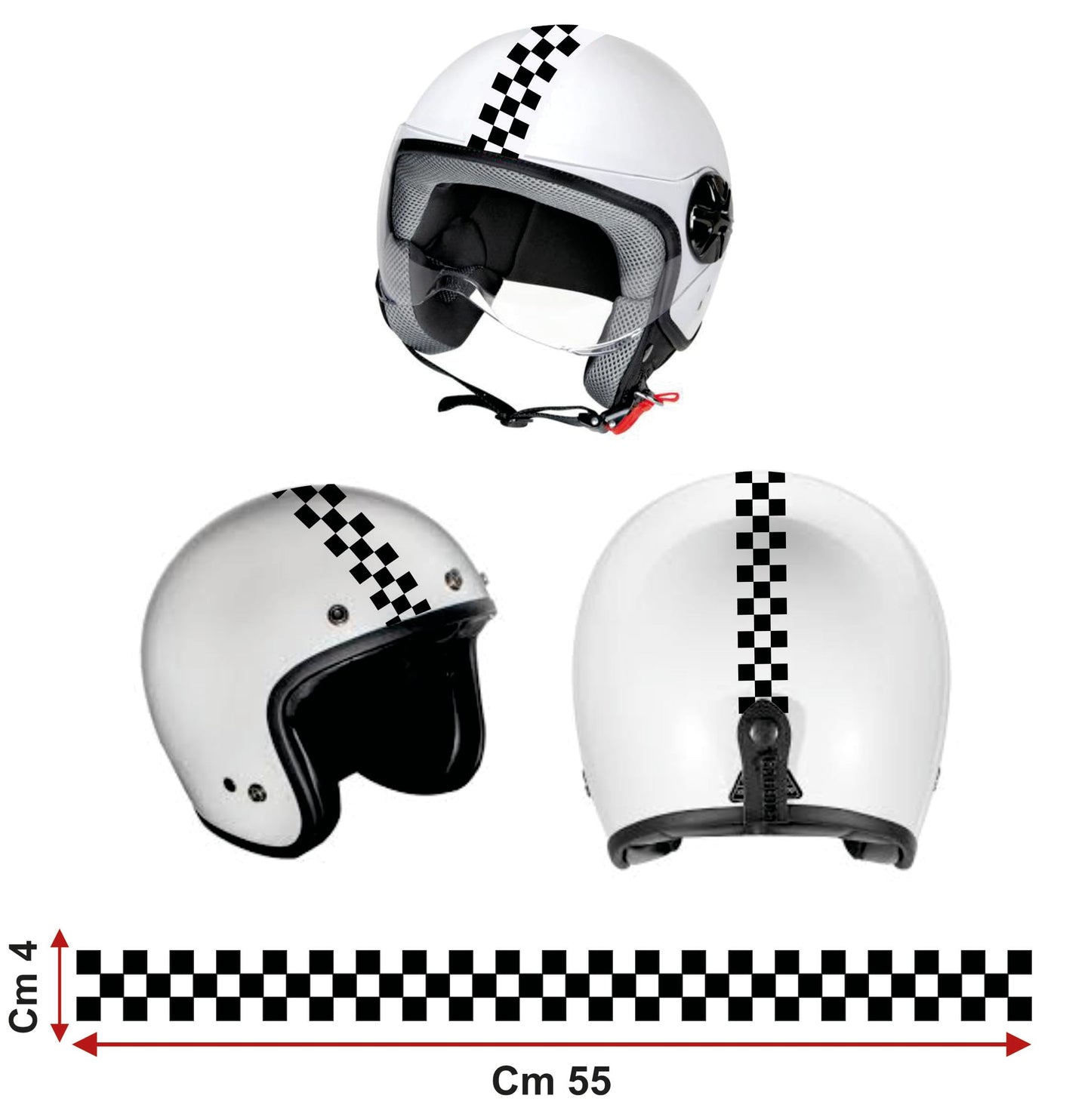 DualColorStampe Adesivi per casco moto motorino Helmet universale Stripes Strisce Design sportivo stickers SCACCHI C0063 a €12.99 solo da DualColorStampe