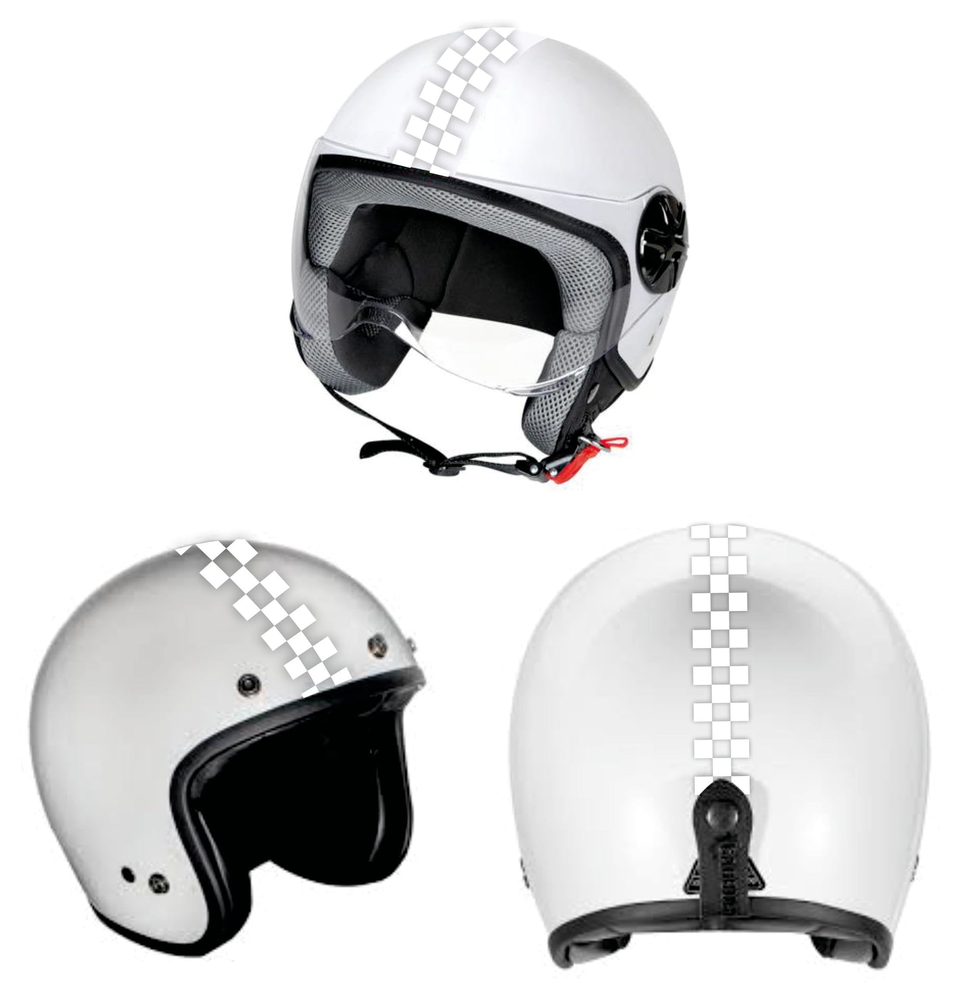 DualColorStampe Adesivi per casco moto motorino Helmet universale Stripes  Strisce Design sportivo stickers SCACCHI C0063