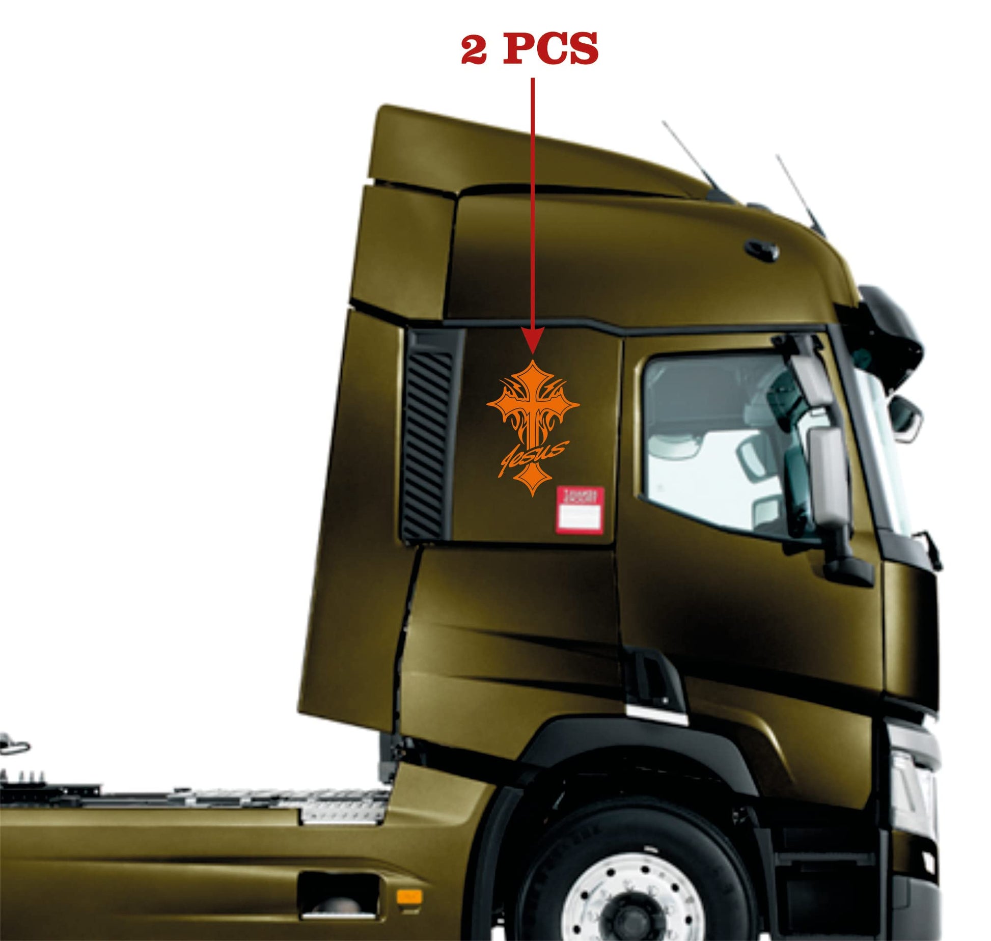 Pegatinas DualColorPrints compatibles con Scania Daf Iveco Man, accesorios  para camiones, pegatinas para camiones, ventanas para camiones, Jesús CROSS  COD.0309