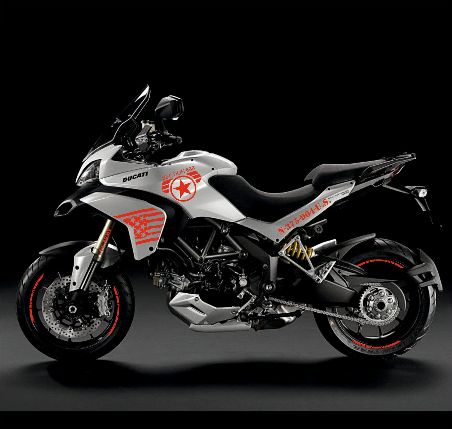 DualColorStampe Adesivi Compatibili con Ducati Multistrada 1200 S Kit completo Carena moto + strisce cerchi decalcomania serbatoio stickers COD.M0244 a €51.99 solo da DualColorStampe