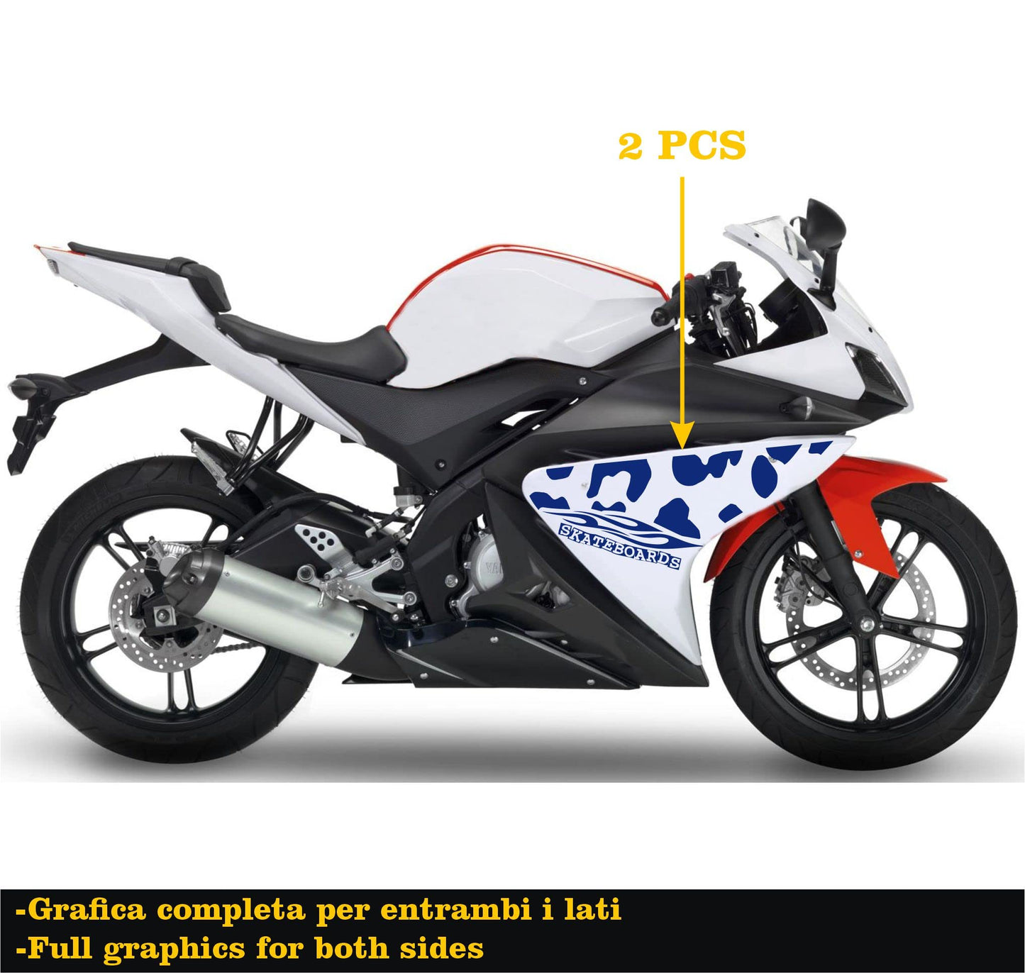 DualColorStampe Adesivi Compatibili con Yamaha YZF-R125 R125 (DX-SX) Carena moto decal stickers Design maculato M0168 a €35.99 solo da DualColorStampe