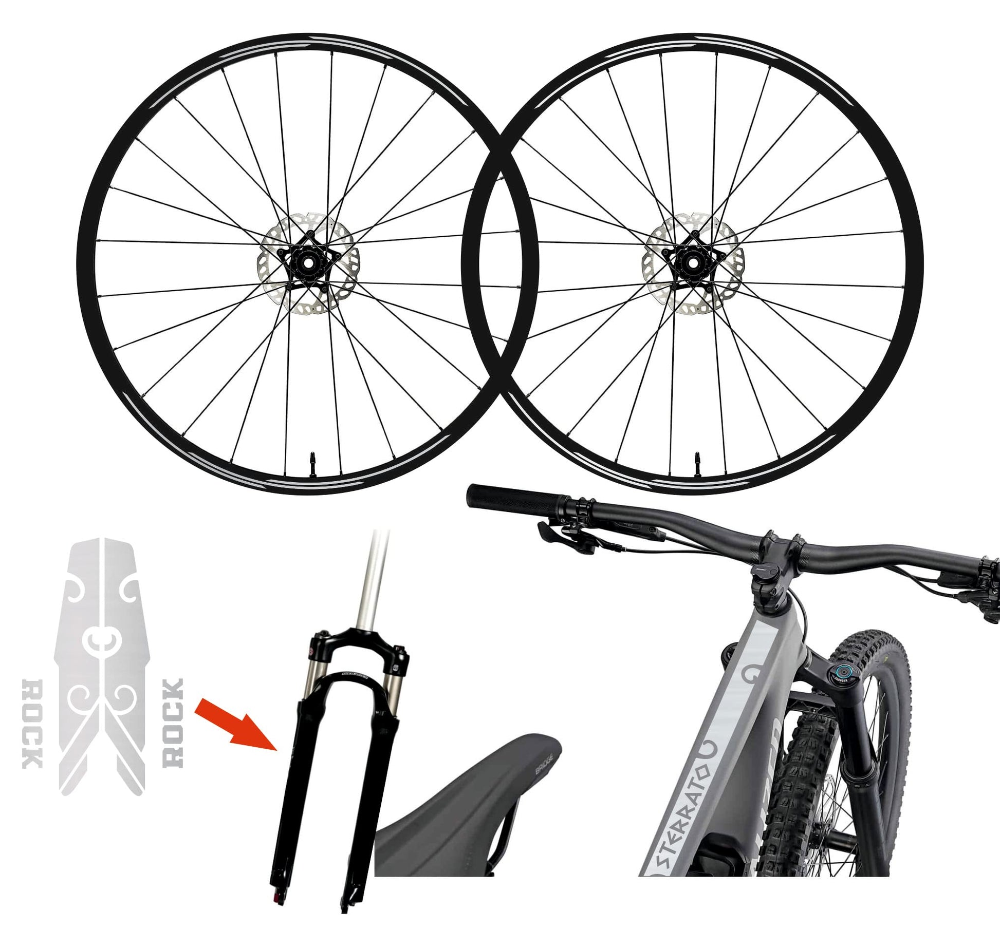 Set completo Adesivi Cerchi Bici MTB 26'' - 27,5'' - 28-29'' Pollici, adesivi forcella MTB, adesivi telaio MTB B0066 a €45.00 solo da DualColorStampe