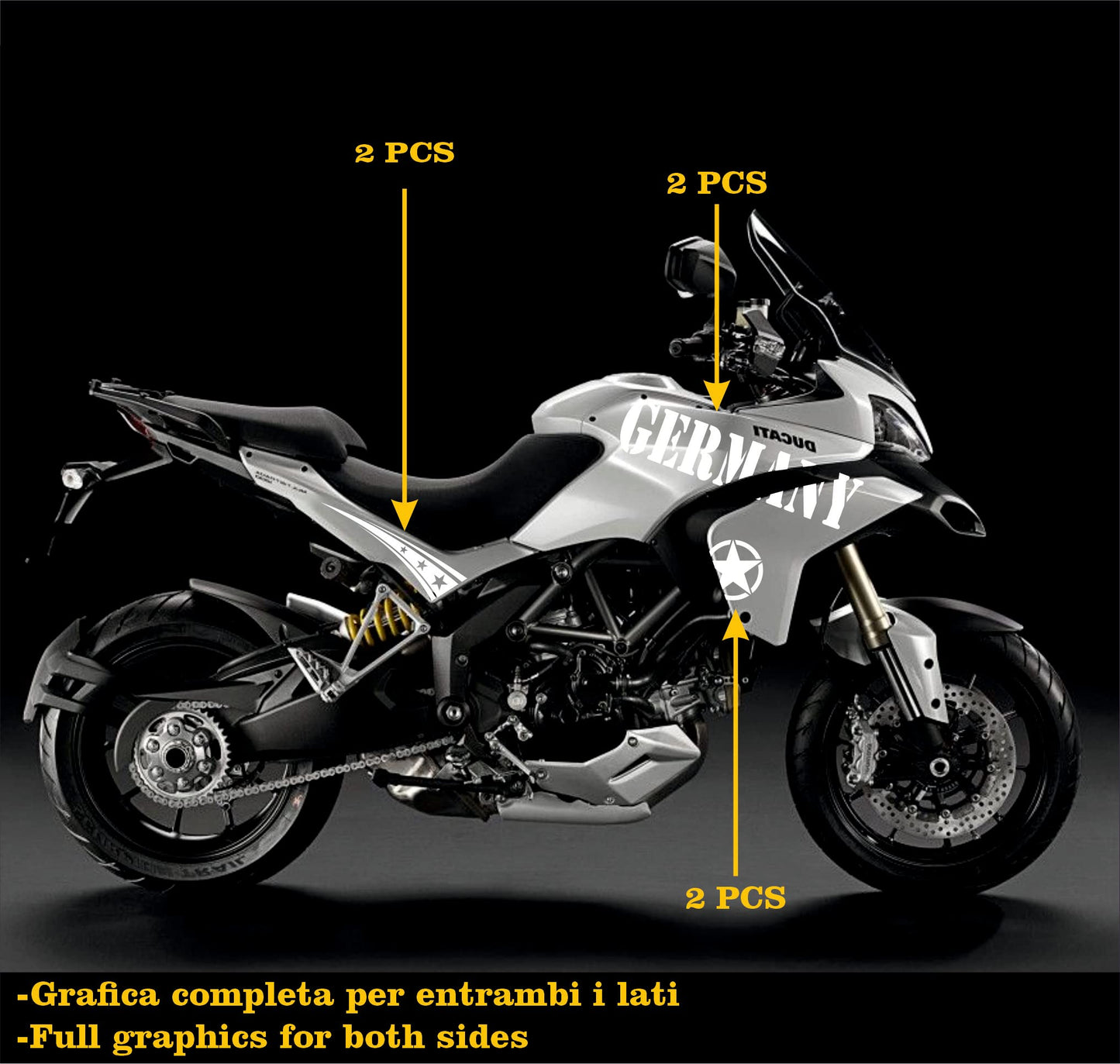 DualColorStampe Adesivi Compatibili con Ducati Multistrada 1200 S Kit completo Carena moto decalcomania serbatoio stickers Germania COD.M0248 a €39.90 solo da DualColorStampe