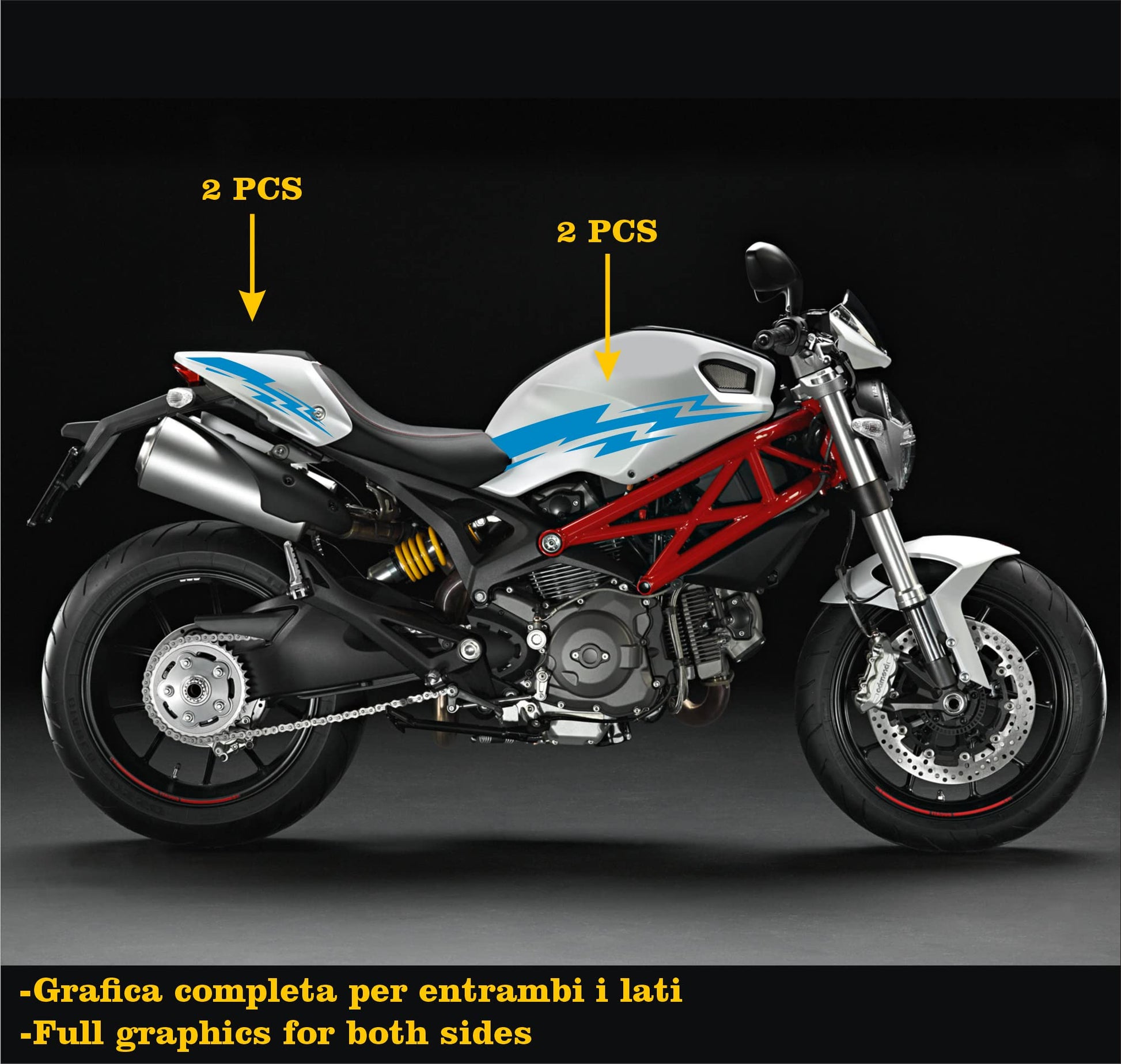 DualColorStampe Adesivi compatibili con Ducati monster 796 696 1100 carena moto serbatoio codino unghia moto COD.M0136 a €25.99 solo da DualColorStampe