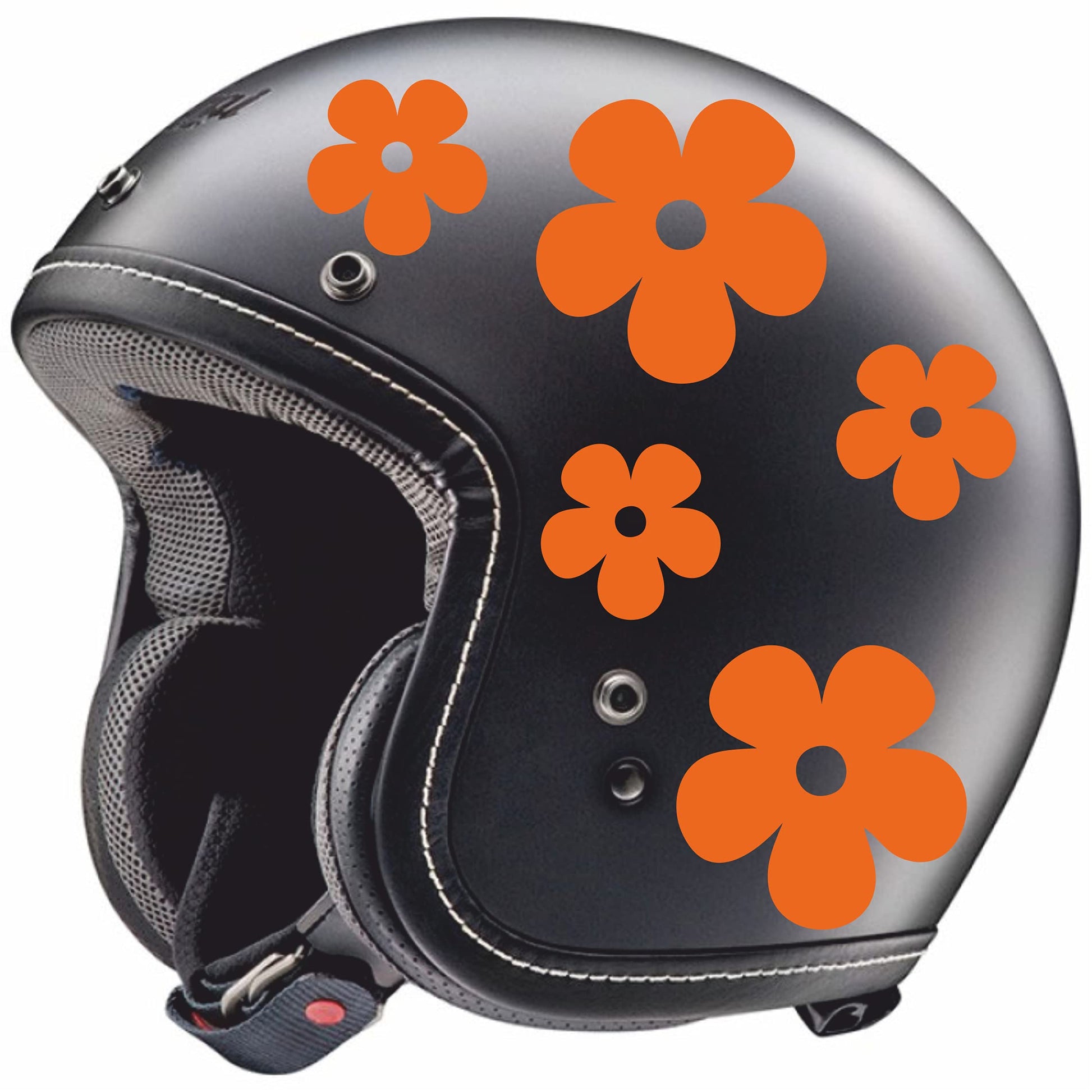 Adhesivo -CASCO MUJER FLORES- decoración para scooter casco coche