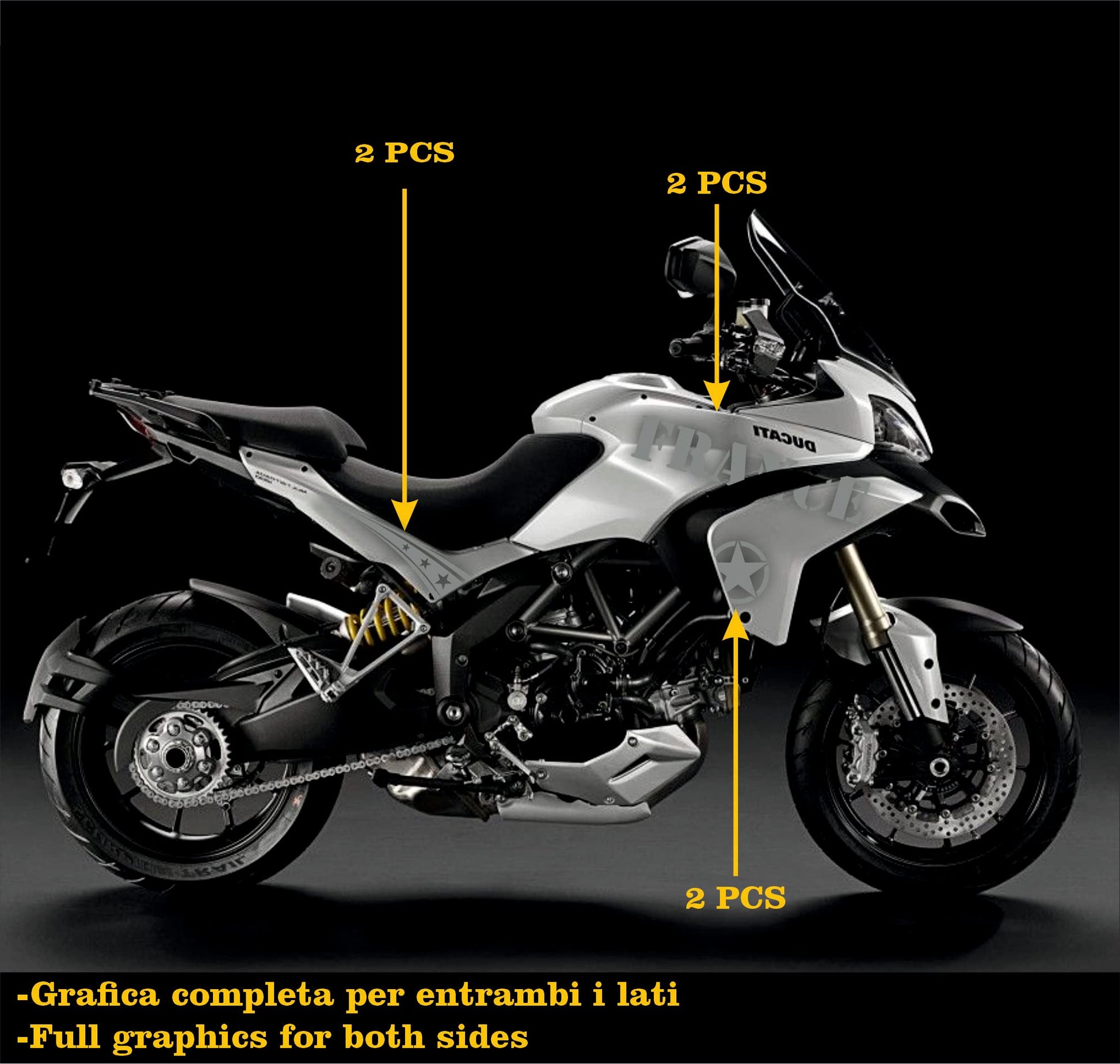 DualColorStampe Adesivi Compatibili con Ducati Multistrada 1200 S Kit completo Carena moto decalcomania serbatoio stickers Francia COD.M0249 a €39.90 solo da DualColorStampe