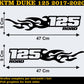 DualColorStampe Adesivi Compatibili con KTM 125 DUKE 2017-2020 Carena moto decalcomania stickers accessori moto COD.M0172 a €19.99 solo da DualColorStampe