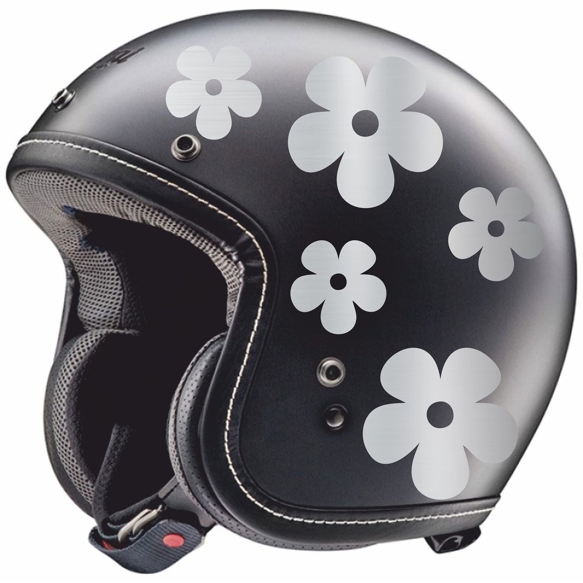 Adhesivo -CASCO MUJER FLORES- decoración para scooter casco coche
