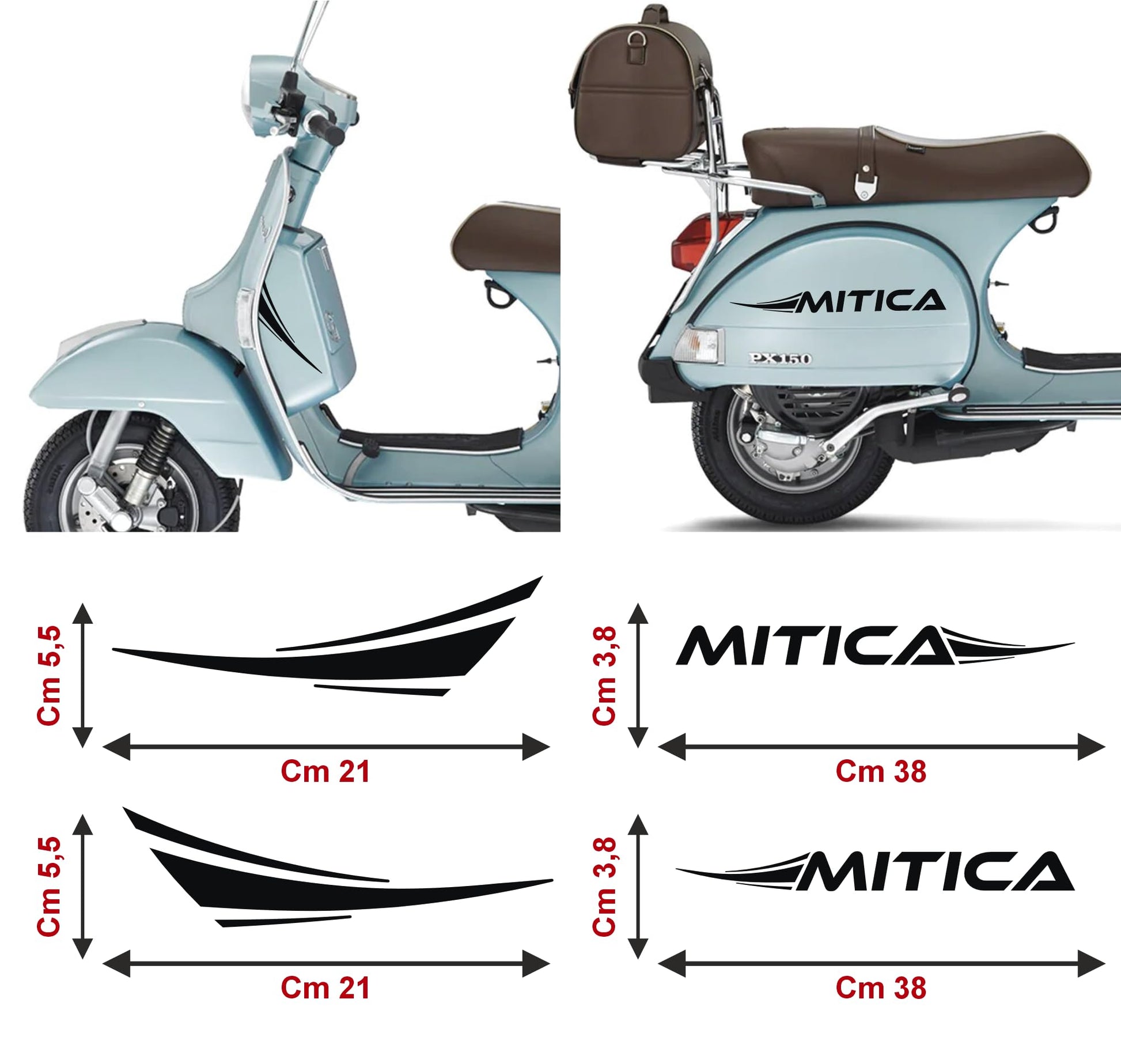 DualColorStampe Adesivi compatibili con Piaggio Vespa 150 PX SE 70° kit adesivi completo MITICA - Colore a scelta M0296 a €13.99 solo da DualColorStampe