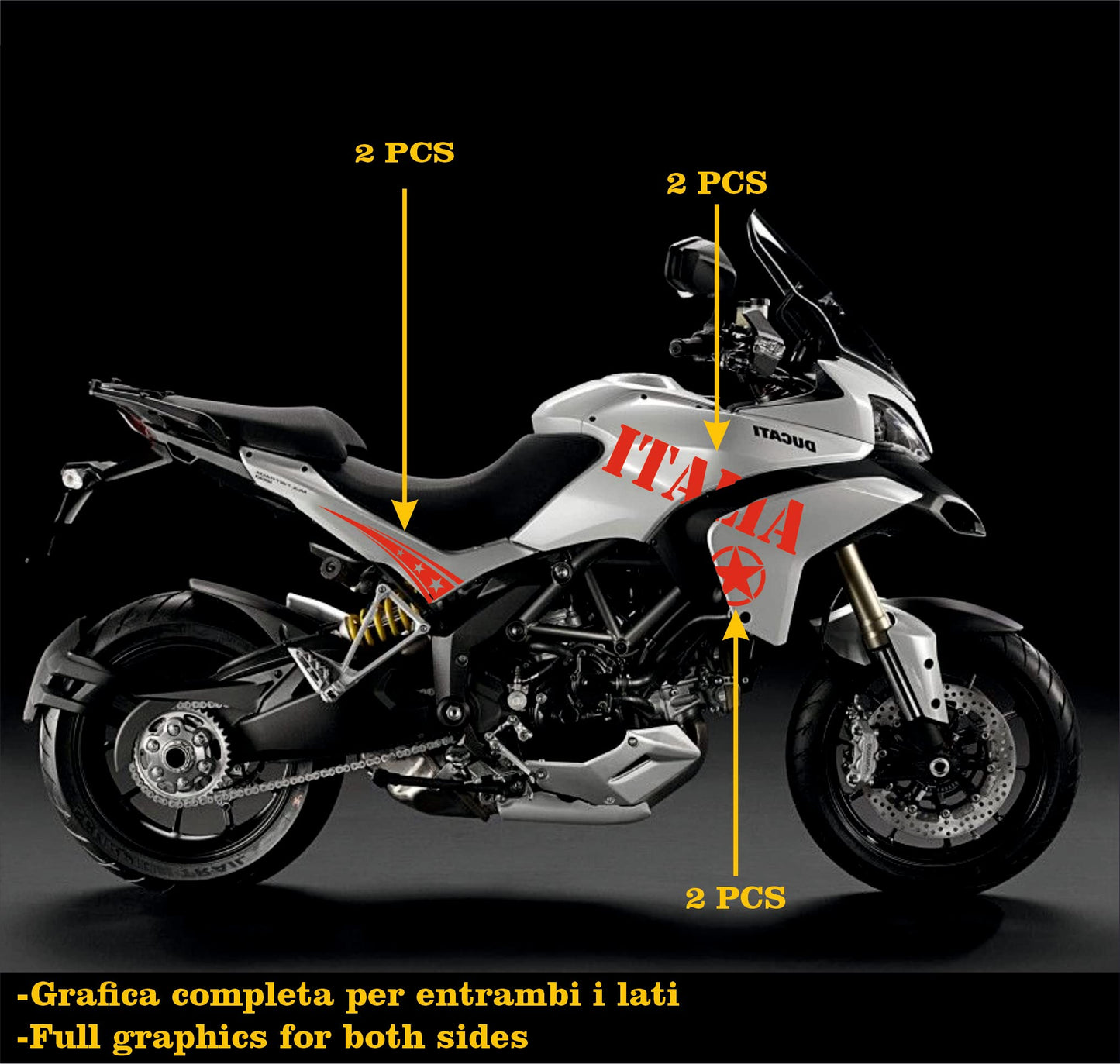 DualColorStampe Adesivi Compatibili con Ducati Multistrada 1200 S Kit completo Carena moto decalcomania serbatoio stickers ITALIA COD.M0247 a €39.90 solo da DualColorStampe