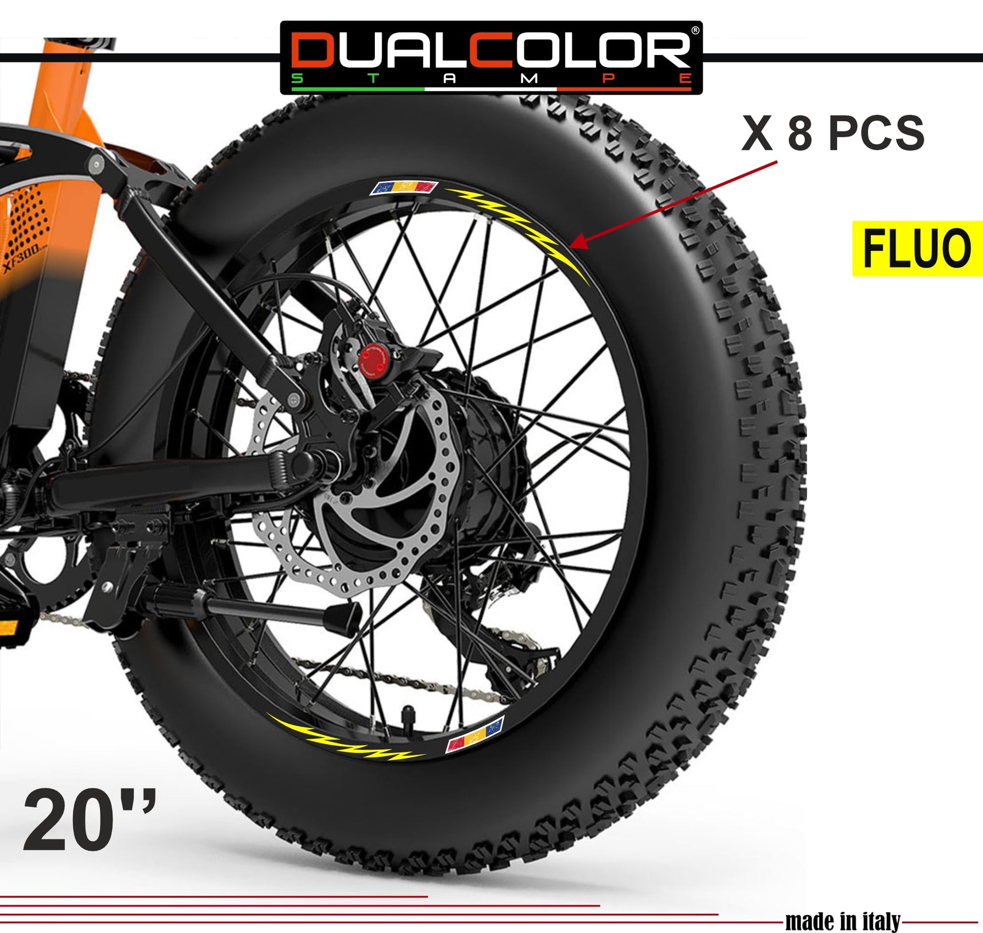 DualColorStampe Adesivi Cerchi Bici FAT BIKE 20'' Pollici Ruota Bici accessori Fat bike MTB Stickers Cerchi BANDIERA ROMANIA- B0124 a €10.00 solo da DualColorStampe