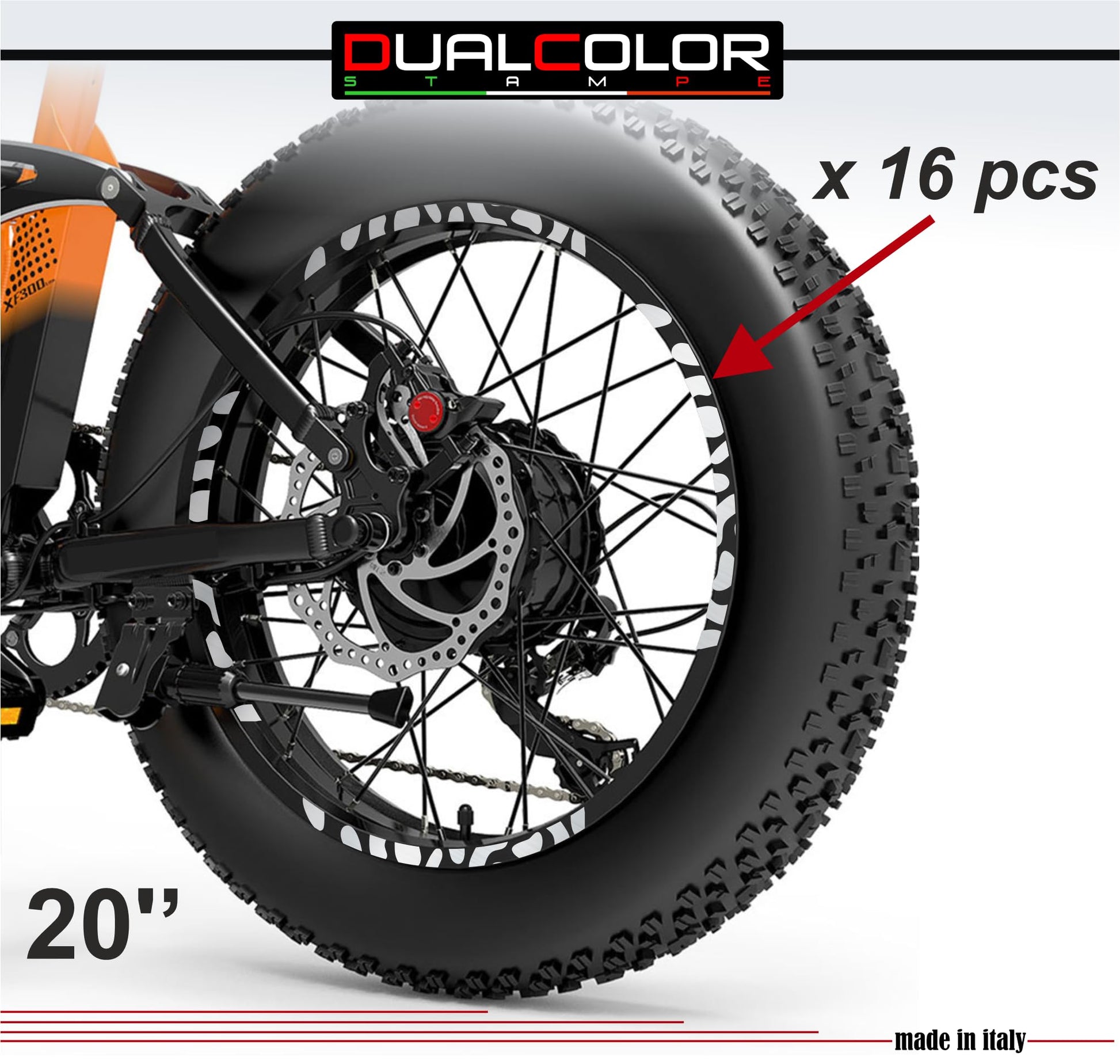 DualColorStampe Adesivi Cerchi Bici FAT BIKE 20'' Pollici Ruota Bici Fat bike MTB Stickers Cerchi Maculato - B0074 a €14.99 solo da DualColorStampe