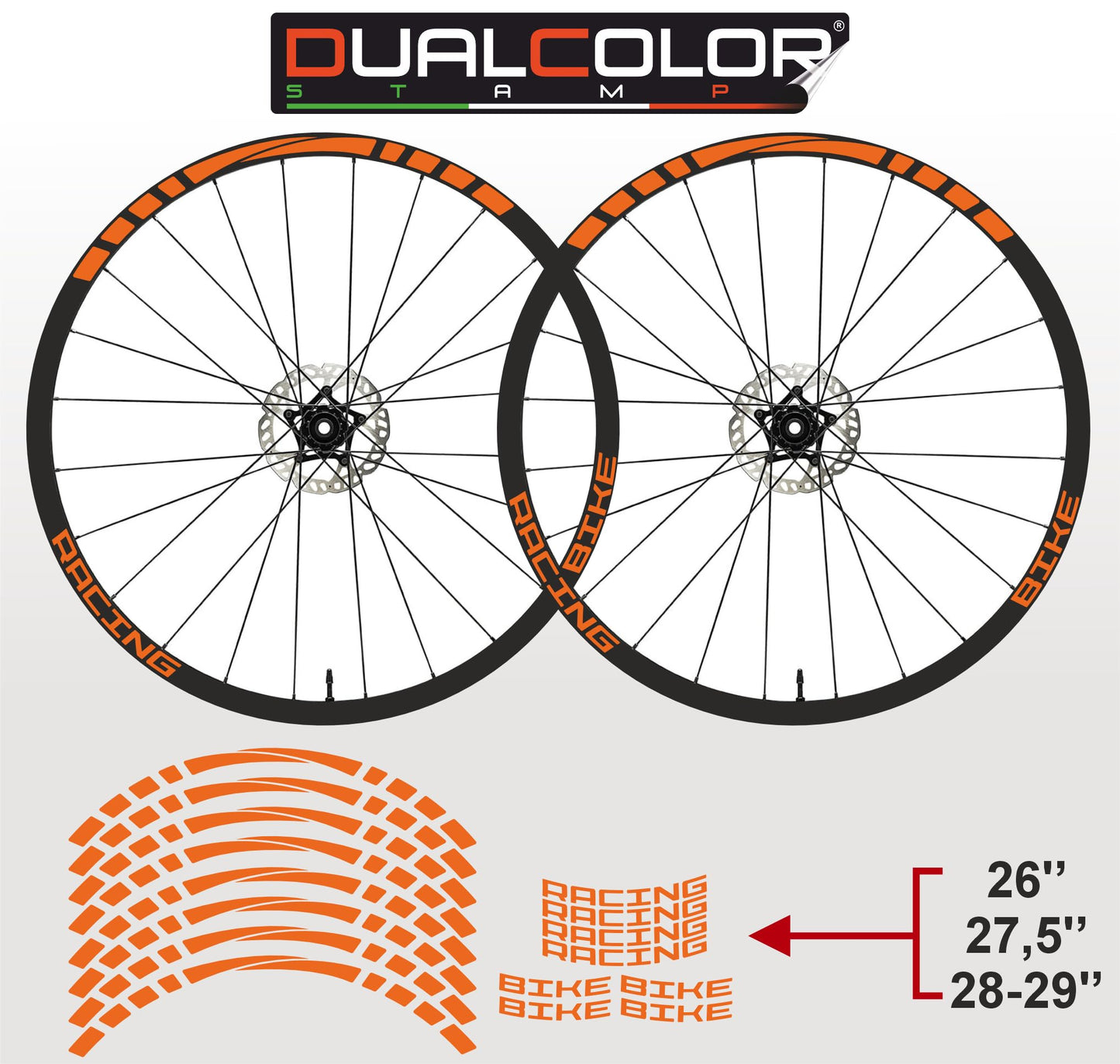 Adesivi Cerchi Bici MTB 26'' - 27,5'' - 28-29'' Pollici Ruota Bici MTB Bike Stickers Cerchi MTB Racing COD. B0141