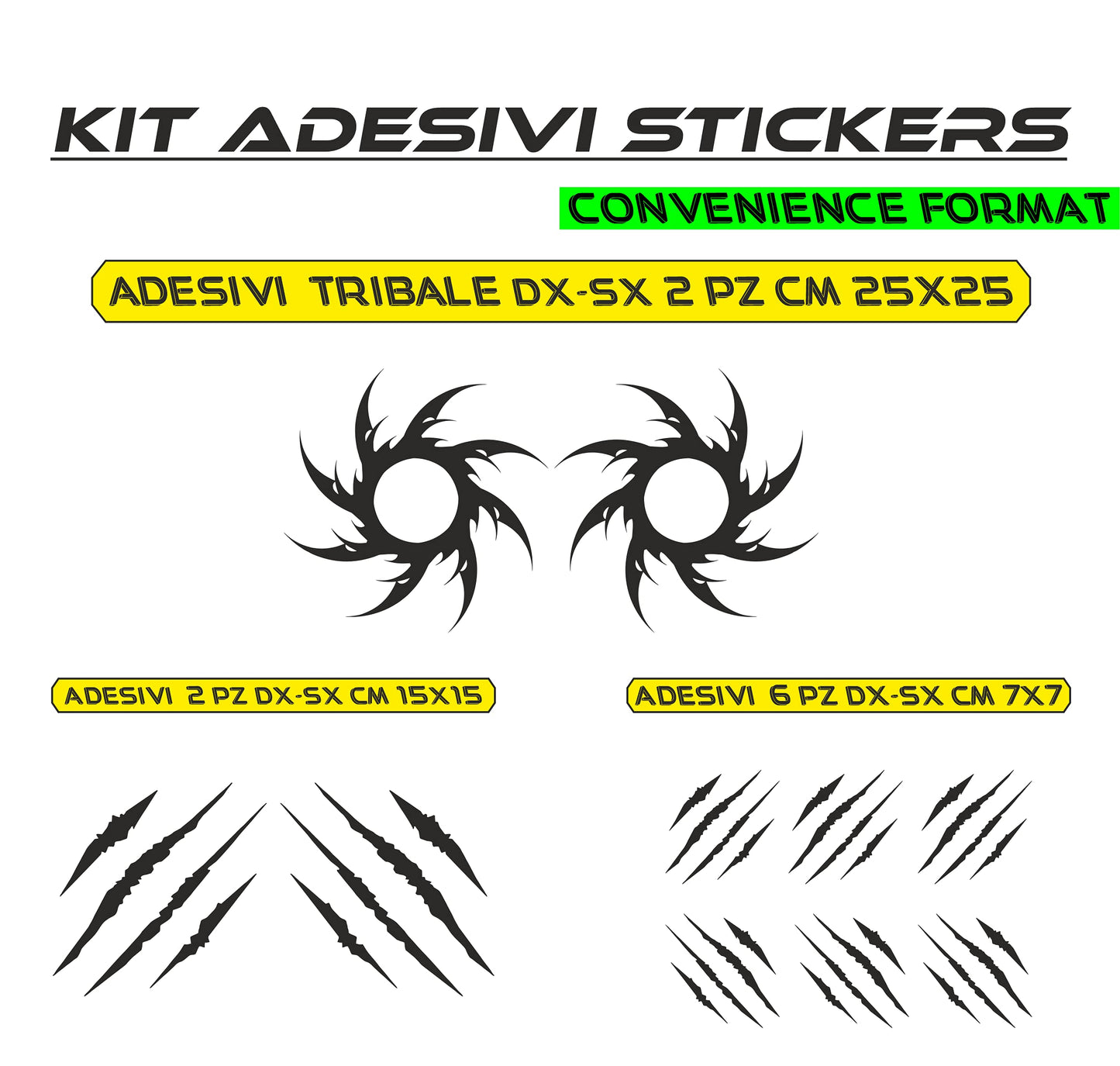 Adesivi Auto a Forma di Graffi Tuning Sport stickers tribale Adesivi Artigli Mostro Moto Macchina COD.0007 a €9.99 solo da DualColorStampe