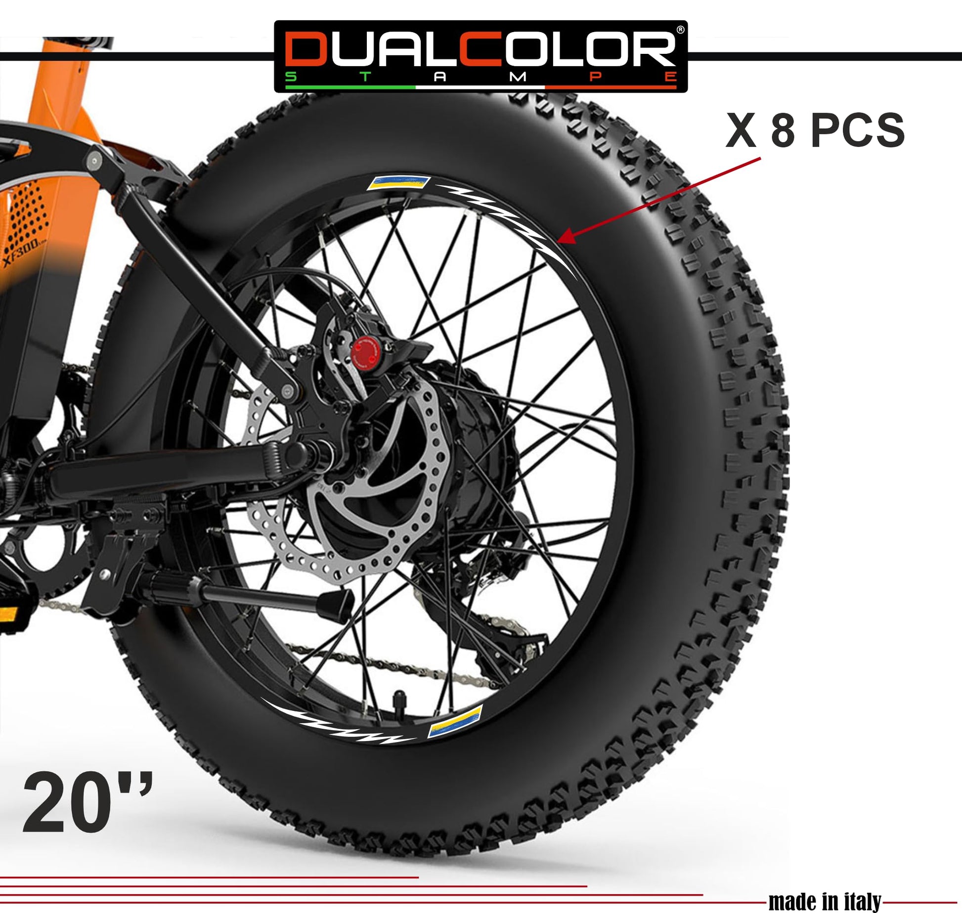 DualColorStampe Adesivi Cerchi Bici FAT BIKE 20'' Pollici Ruota Bici accessori Fat bike MTB Stickers Cerchi BANDIERA UCRAINA - B0125 a €10.00 solo da DualColorStampe