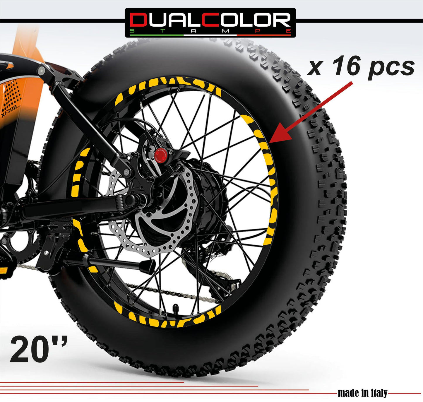 DualColorStampe Adesivi Cerchi Bici FAT BIKE 20'' Pollici Ruota Bici Fat bike MTB Stickers Cerchi Maculato - B0074 a €10.00 solo da DualColorStampe