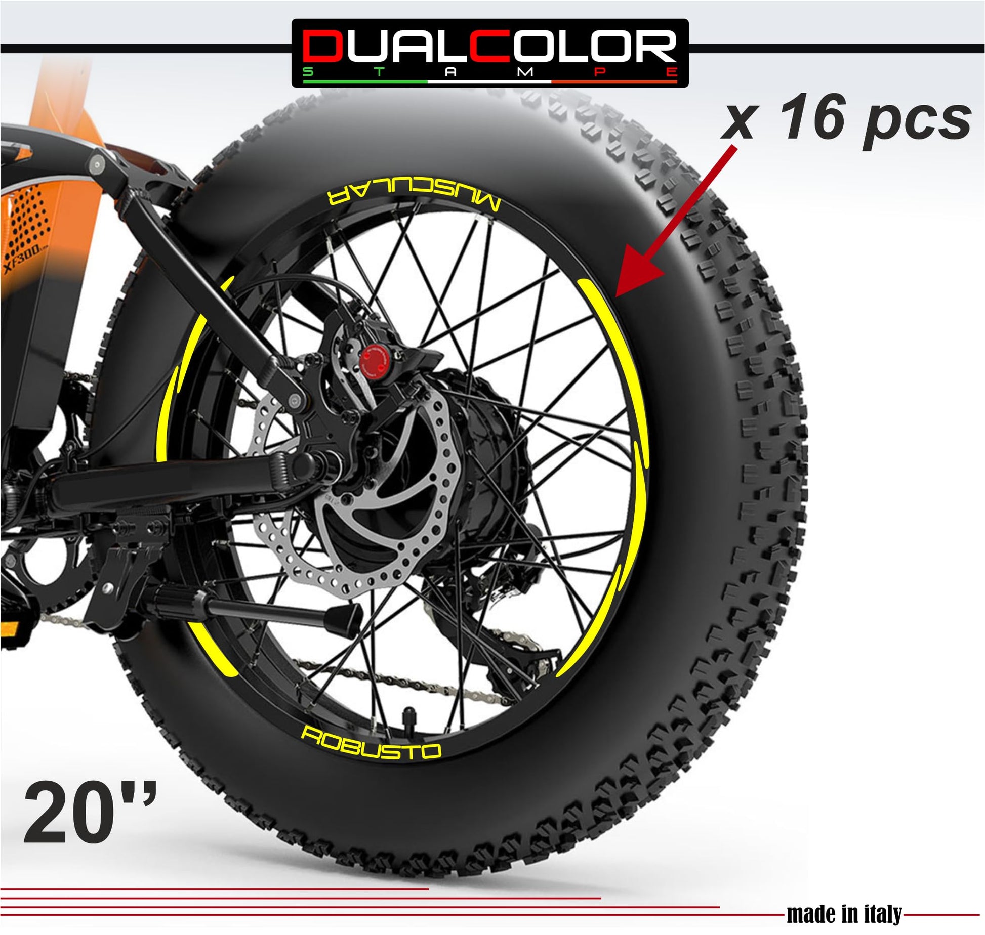 Adesivi Cerchi Bici FAT BIKE 20 Pollici - Vinile Arancione, Larghezza 1.3cm, Resistente Ai Raggi UV - Foto 14