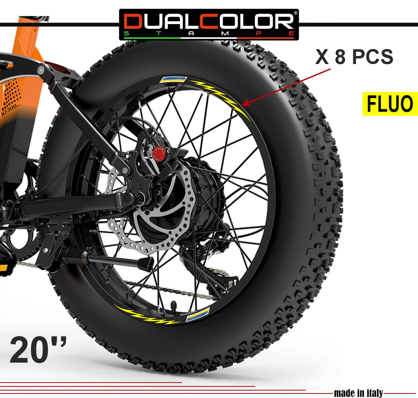 DualColorStampe Adesivi Cerchi Bici FAT BIKE 20'' Pollici Ruota Bici accessori Fat bike MTB Stickers Cerchi BANDIERA UCRAINA - B0125 a €10.00 solo da DualColorStampe