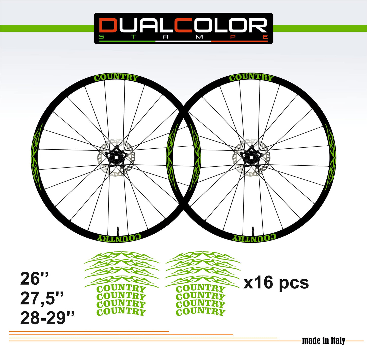 DualColorStampe Adesivi Cerchi Bici 26'' - 27,5'' - 28-29'' Pollici Ruota Bici MTB Bike Stickers Cerchi MTB B0056 a €10.00 solo da DualColorStampe