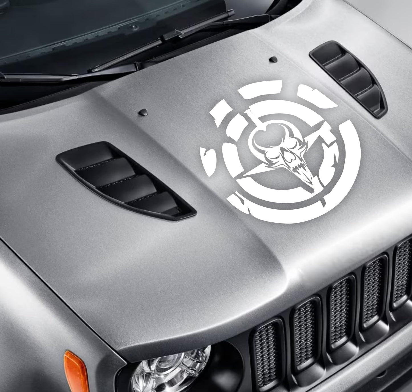 DualColorStampe Adesivo compatibile con Jeep Renegade Cofano - Fuoristrada 4X4 Fiancate Portiera anteriore Offroad Adesivi Stickers AUTO Decal Teschio spada 0344 a €35.99 solo da DualColorStampe